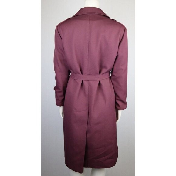 VINTAGE 70S WOMEN'S WINE PURPLE TRENCH COAT JACKET - MERVILLE - REMOVABLE LINER - Picture 12 of 16